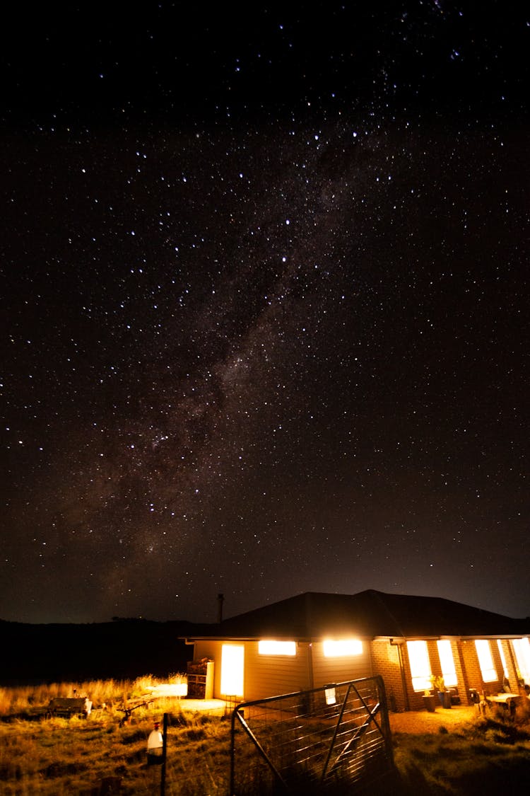 Stars Over House At Night