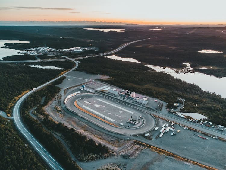 Aerial View Of A Racing Track 