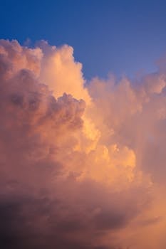 Captivating sunset clouds with dramatic colors against a blue sky.