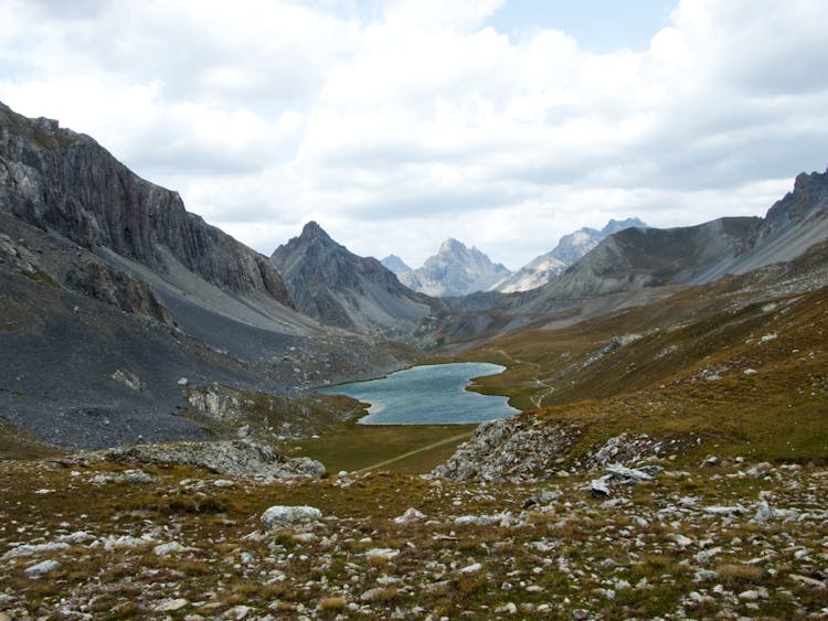 Drone Shot Of Lac De L'Orrenaye