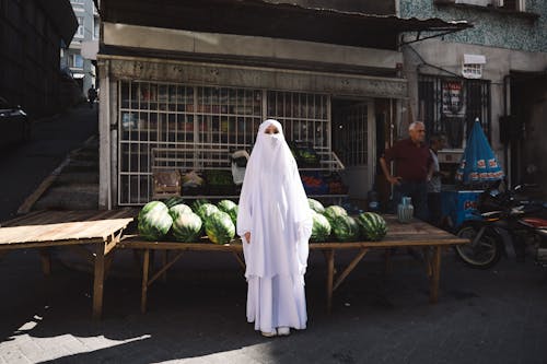 A Woman Dress in White Niqab