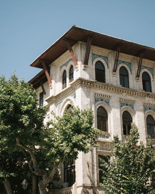 Free Exterior view of the historic Ibrahim Pasha Palace, a tourist destination in Istanbul, Turkey. Stock Photo