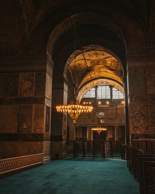 Indoor Arched Hallways of an Ancient Building