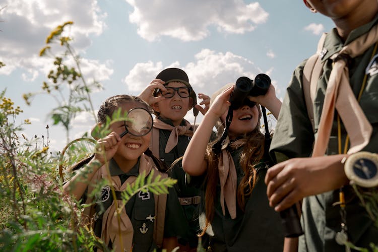 A Group Of Kids Scouting