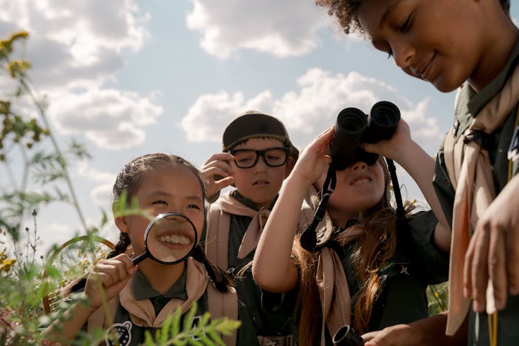 A Group Of Kids Scouting