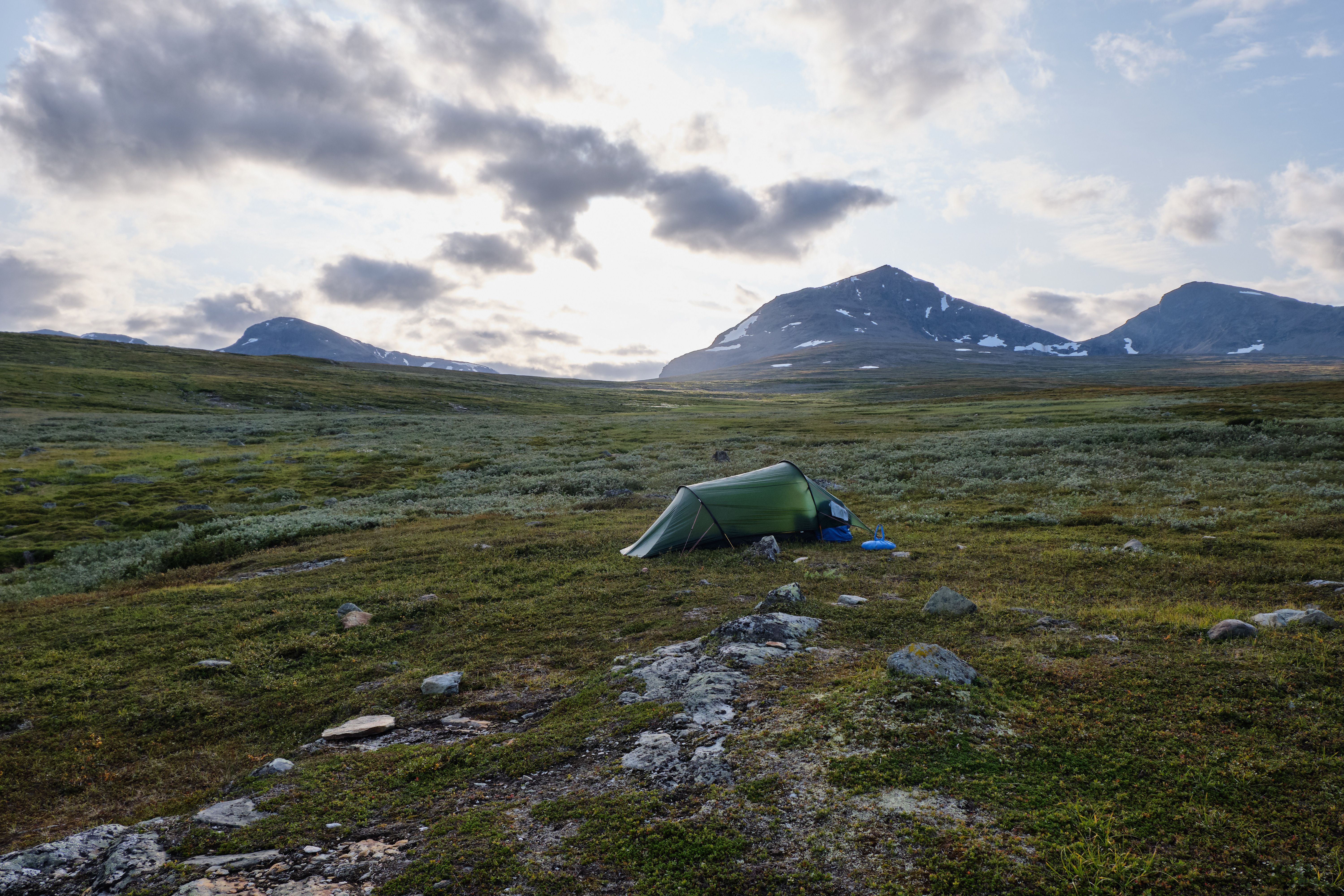 ultralight tent pitched mountain wilderness