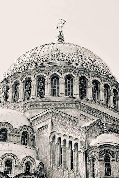 Free Grayscale Photo of the Naval St. Nicholas Cathedral Stock Photo