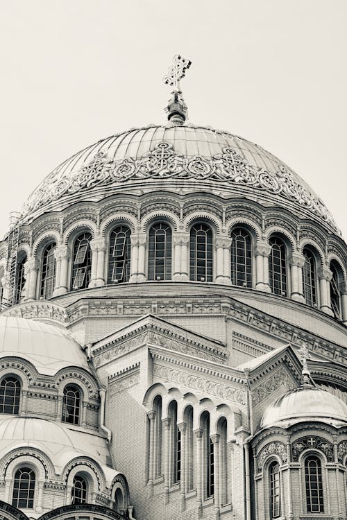 Grayscale Photo of the Naval St. Nicholas Cathedral