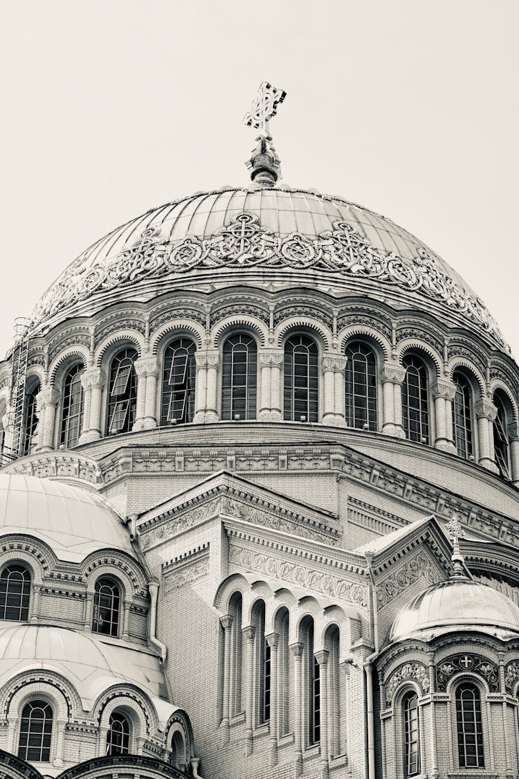 Grayscale Photo Of The Naval St. Nicholas Cathedral