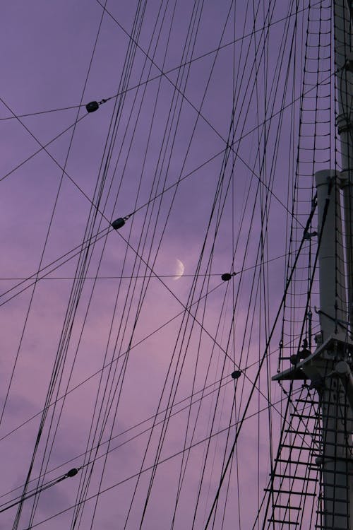 Crescent Moon behind Ropes