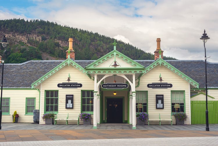 Facade Of Green And Beige Building