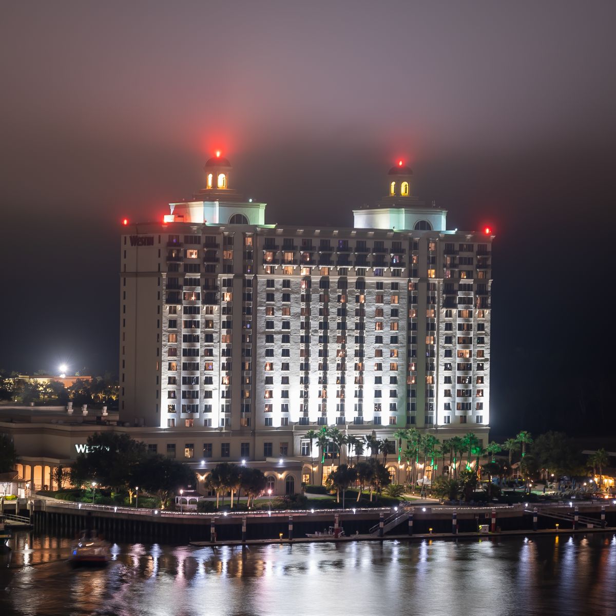 River Rock Casino Resort riverfront setting and marina boardwalk