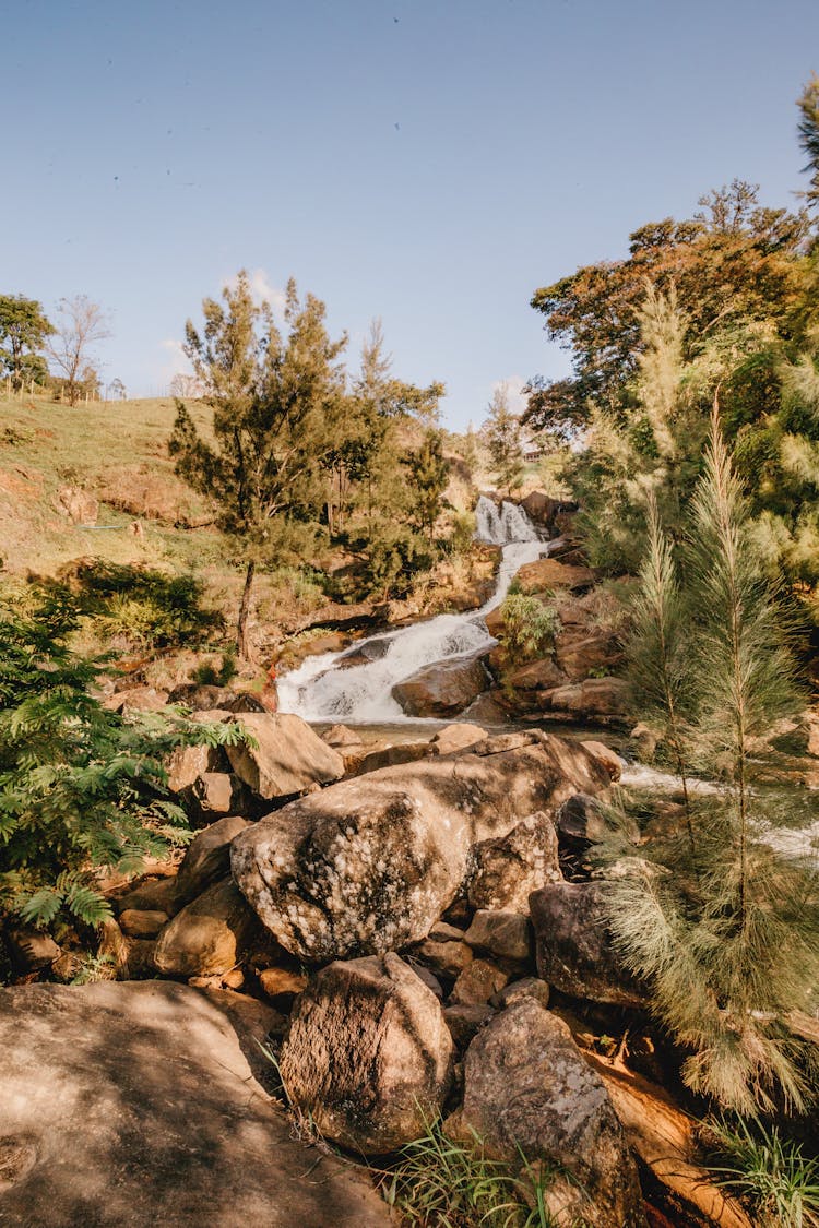 Waterfall Moving Through Rocks In Desert