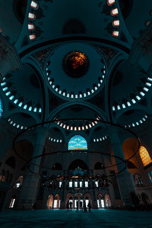 Illuminated Interior of the Blue Mosque 