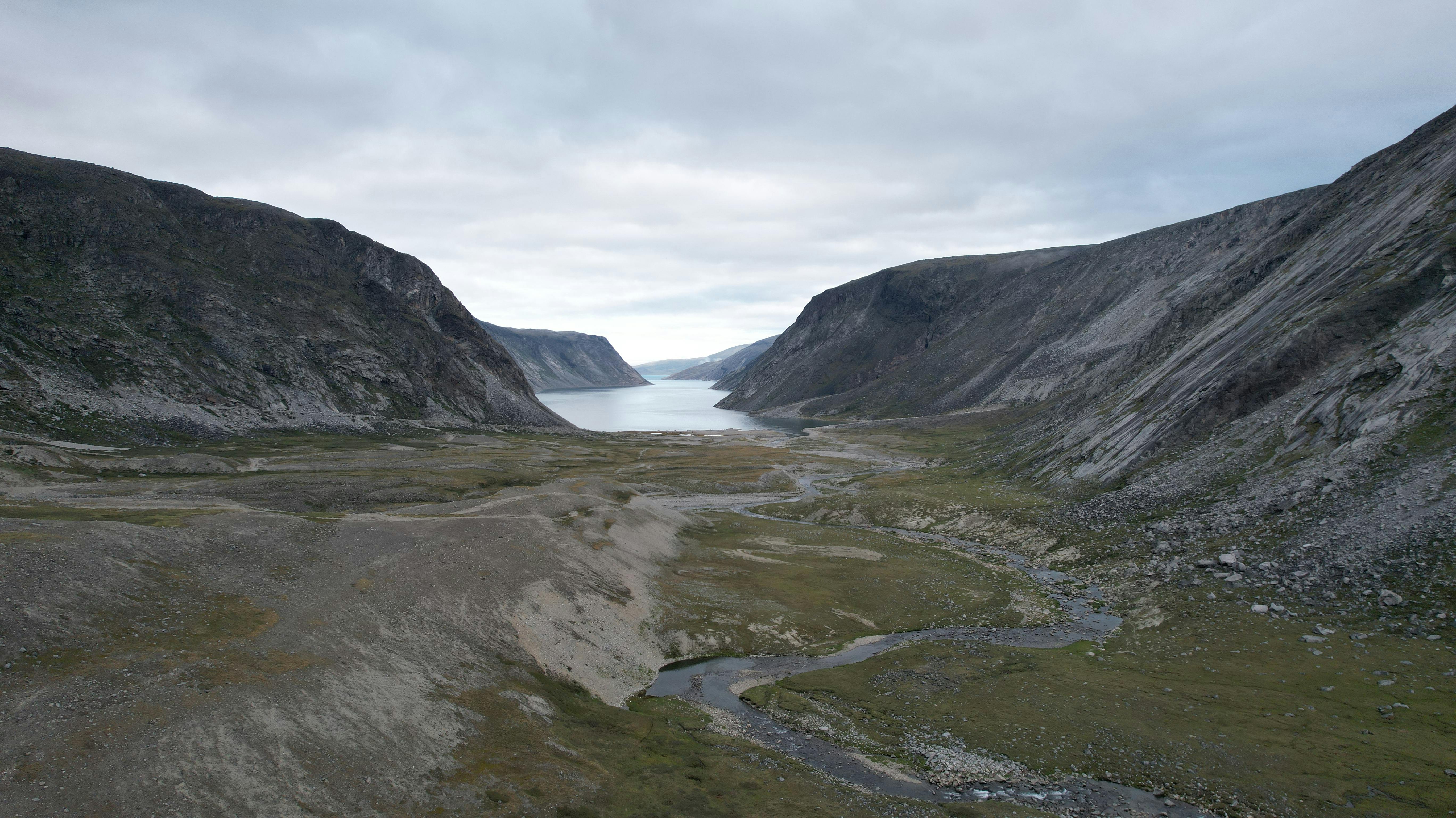 Tundra valley wilderness in northern Canada during summer
