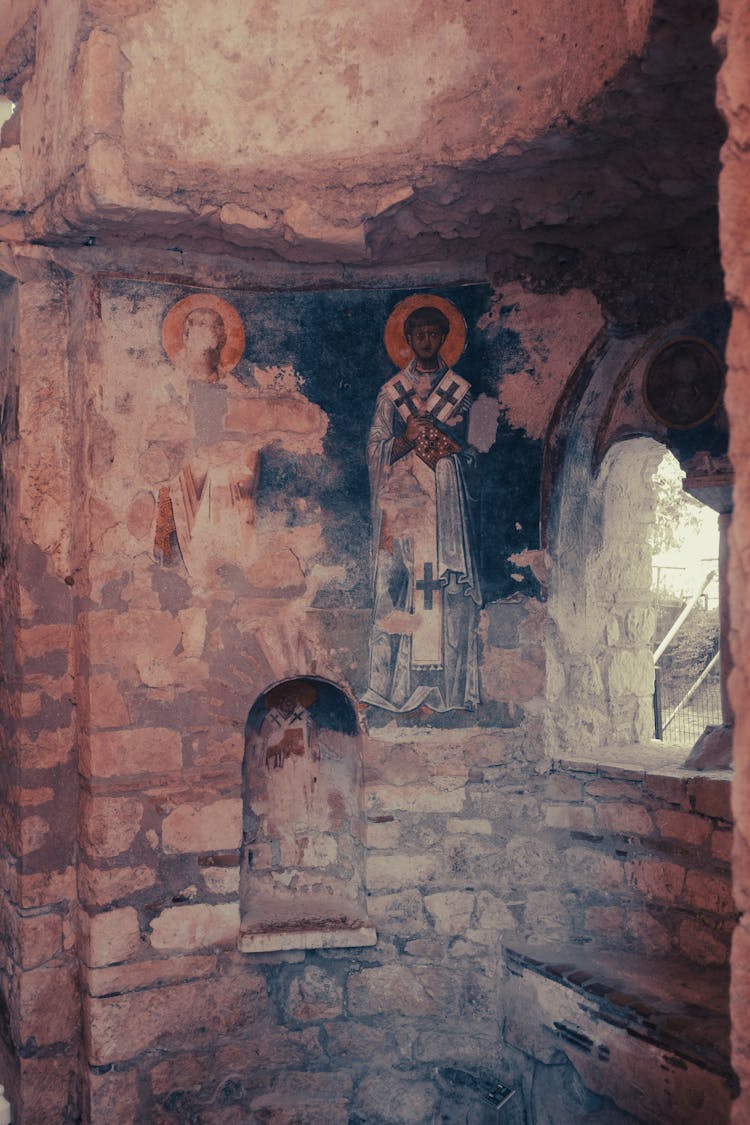 Religious Art On The Walls Of St. Nicholas Church In Demre, Turkey 