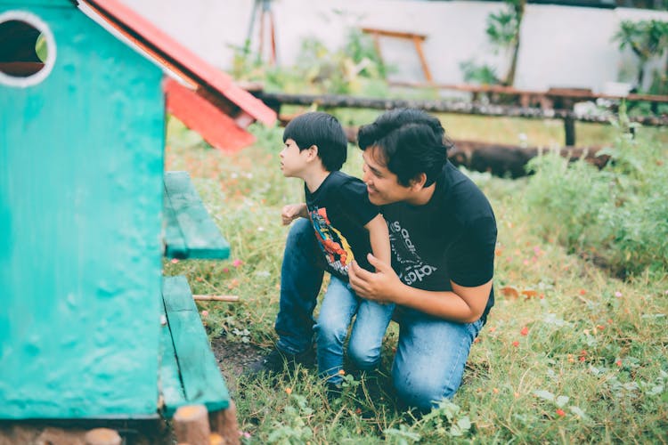 Father And Son Together Outdoors 