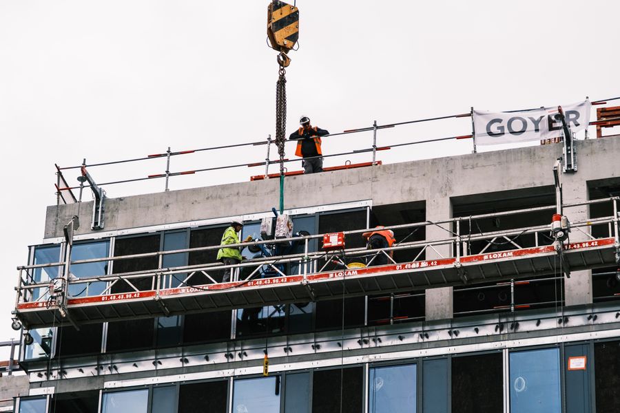 Construction team at height