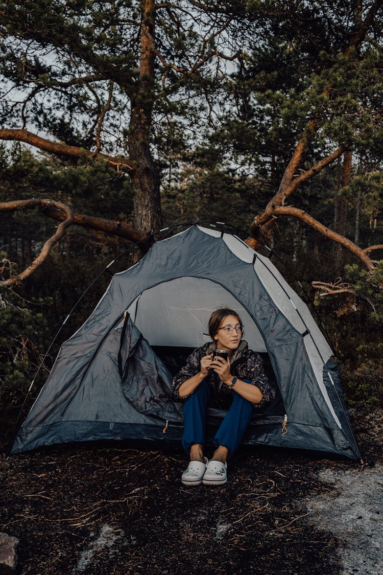 Young Woman On A Camping Trip 