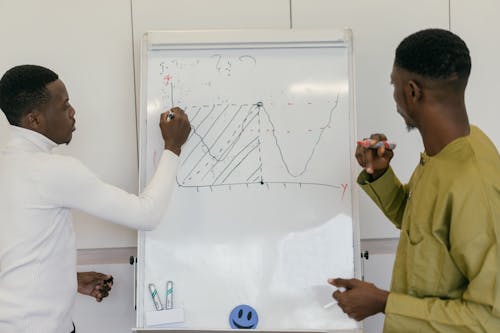 Men Drawing a Chart on the Whiteboard