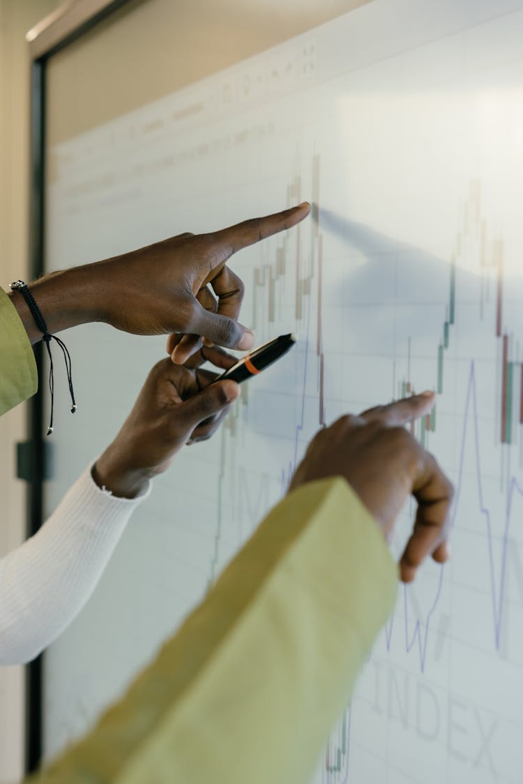 Workers Pointing On A Graph