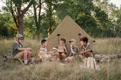 Free Kids Camping Stock Photo