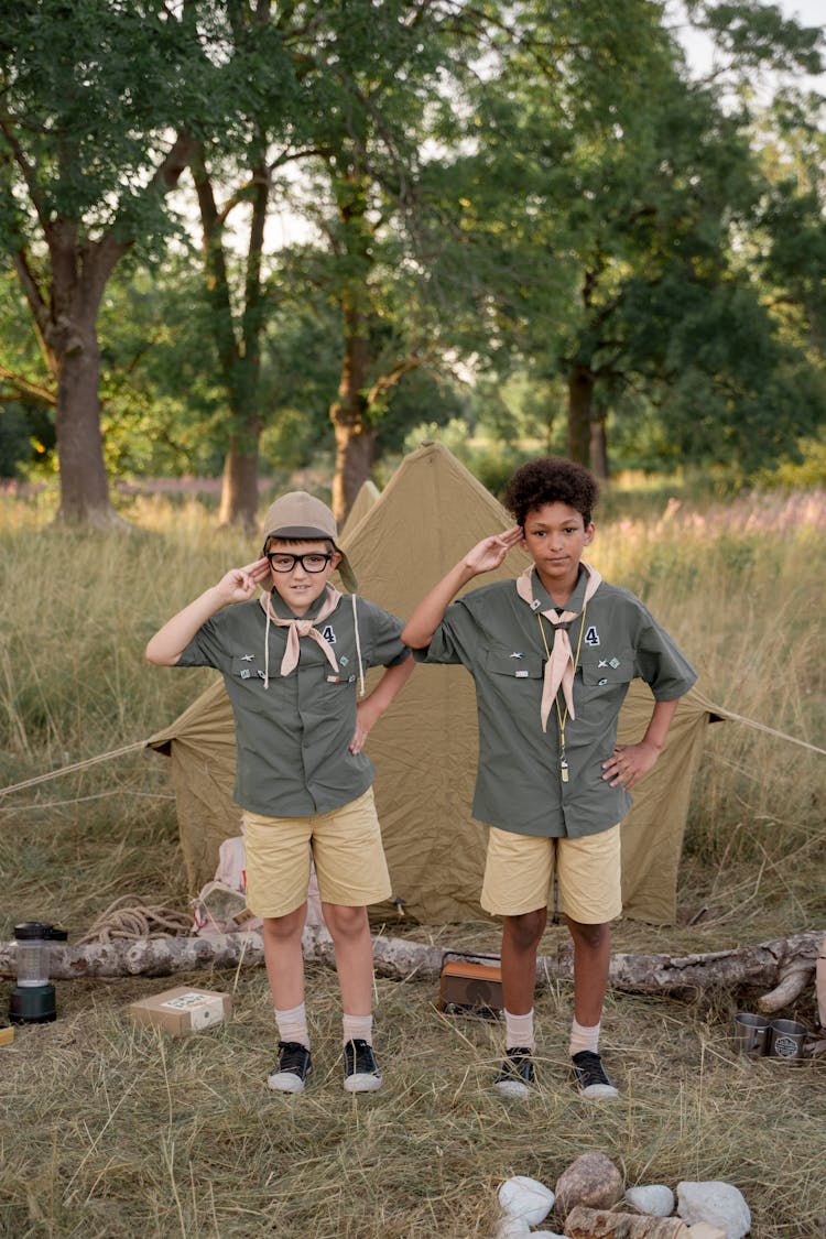 Photograph Of Boy Scouts Doing A Salute