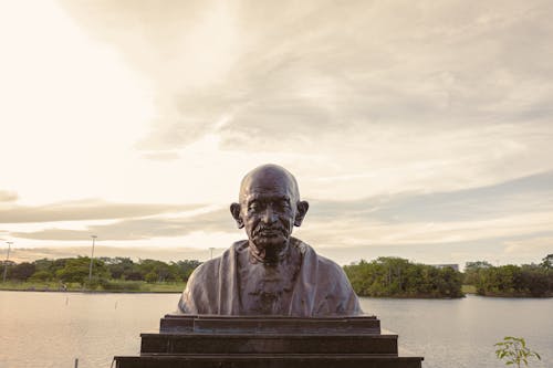 Free Mahatma Gandhi Bust in Park in Brazil Stock Photo