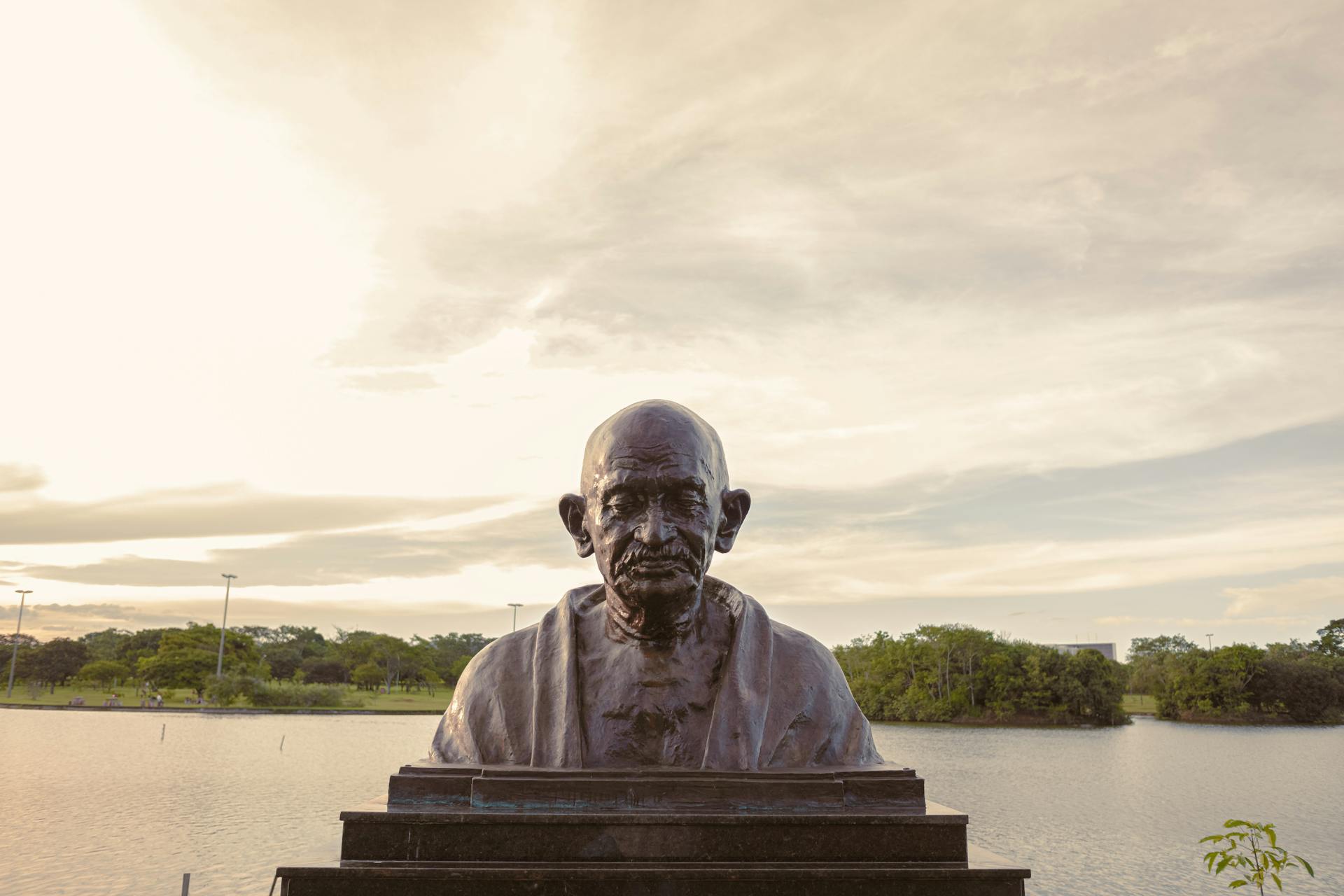 Mahatma Gandhi Bust in Park in Brazil