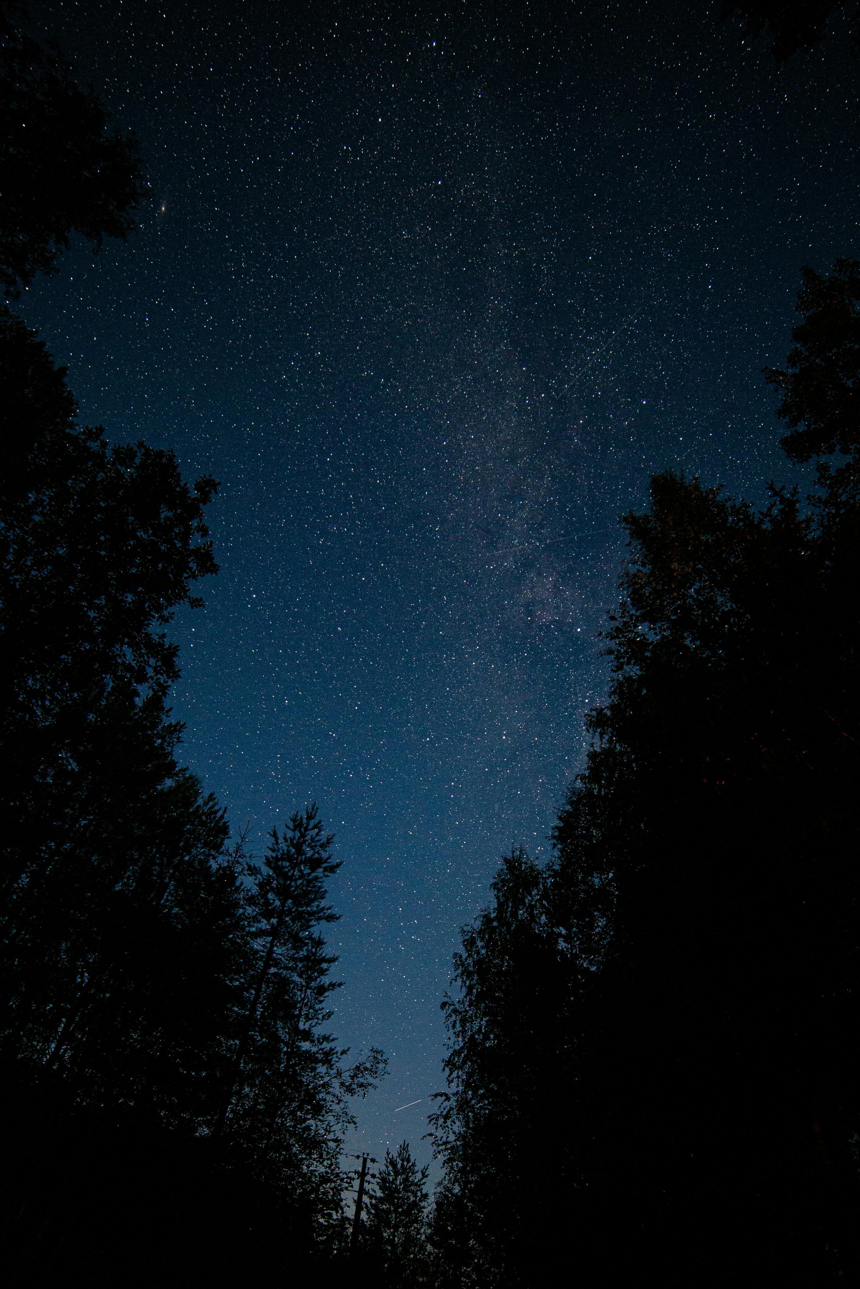 Silhouette of Mountain Range Under Stars · Free Stock Photo