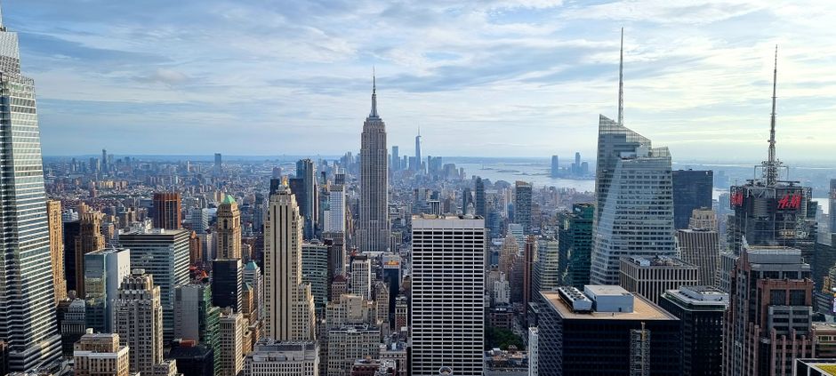 New York City in September - New York City skyline with Manhattan skyscrapers