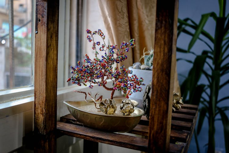 Golden, Elegant Decoration On Shelf