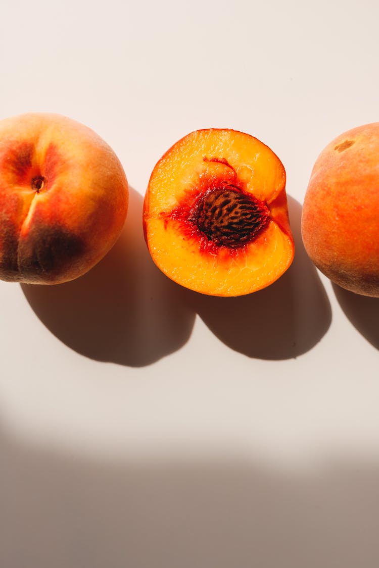 Close-Up Photograph Of Sliced Peaches