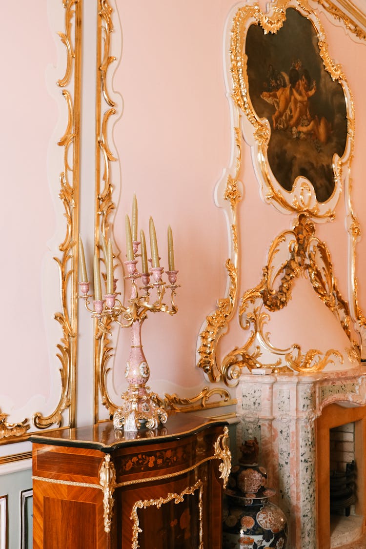 An Elegant Interior Design With Gold Boarders