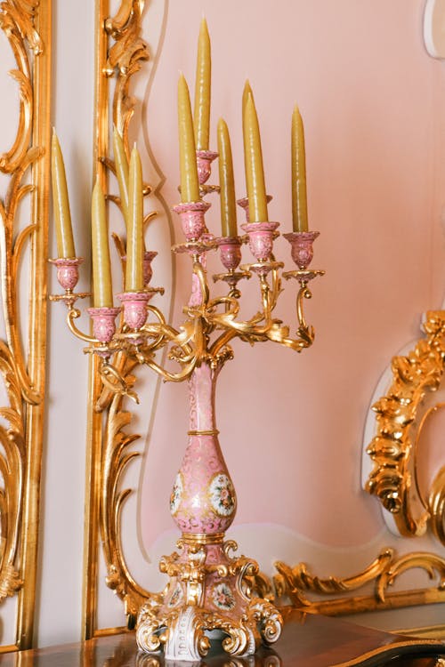 Free A Gold and Pink Candle Holders Stock Photo