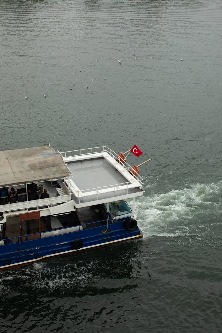 Blue And White Boat On Water