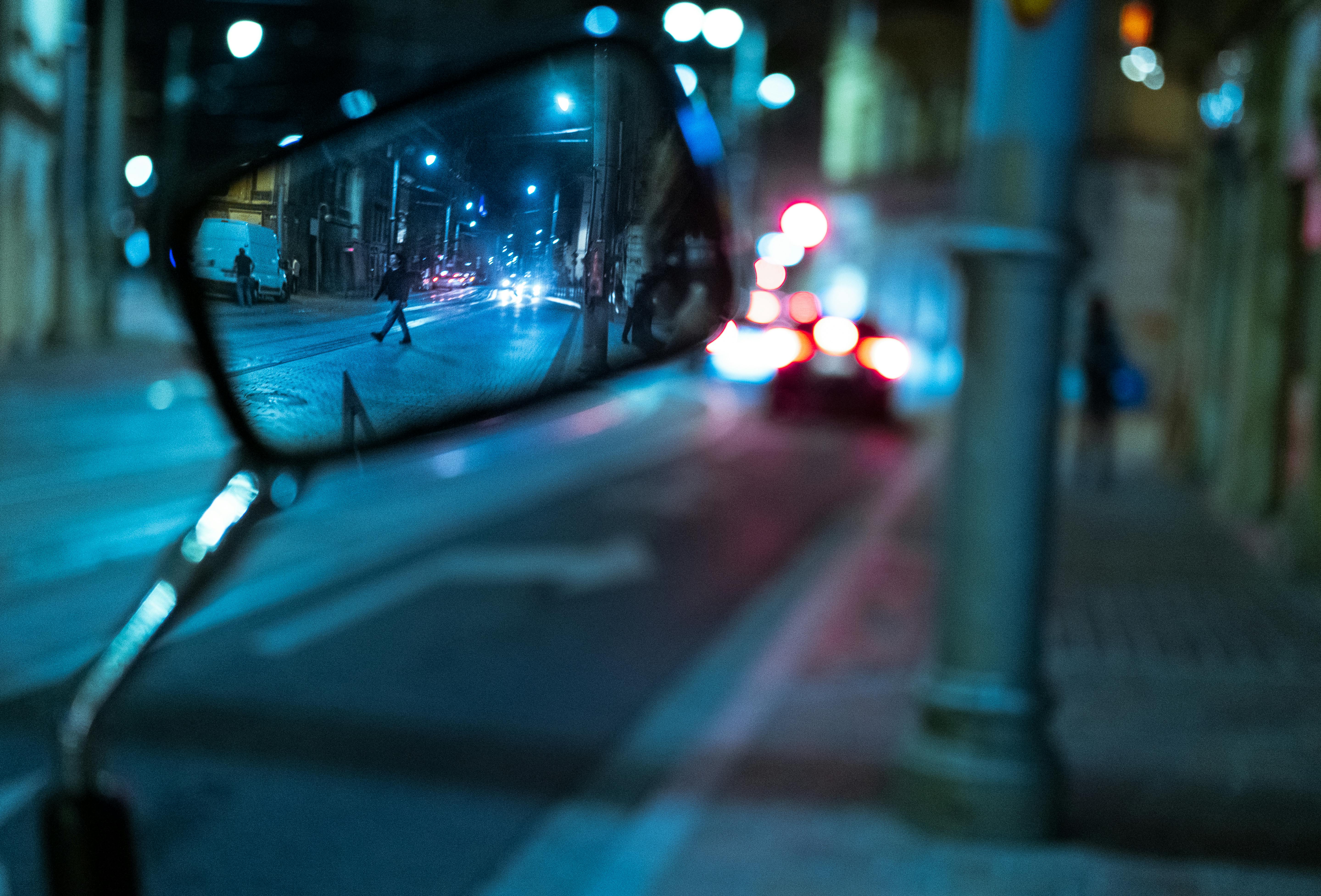 View of the Road from the Rearview Mirror · Free Stock Photo