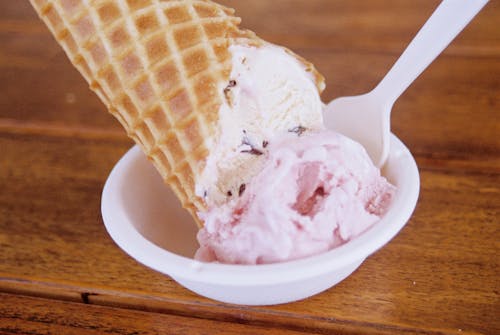 Ice Cream on Ceramic Bowl 