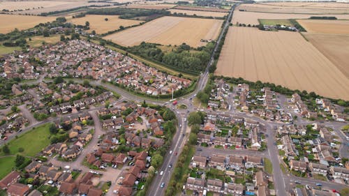 Free Aerial View of a Village Stock Photo