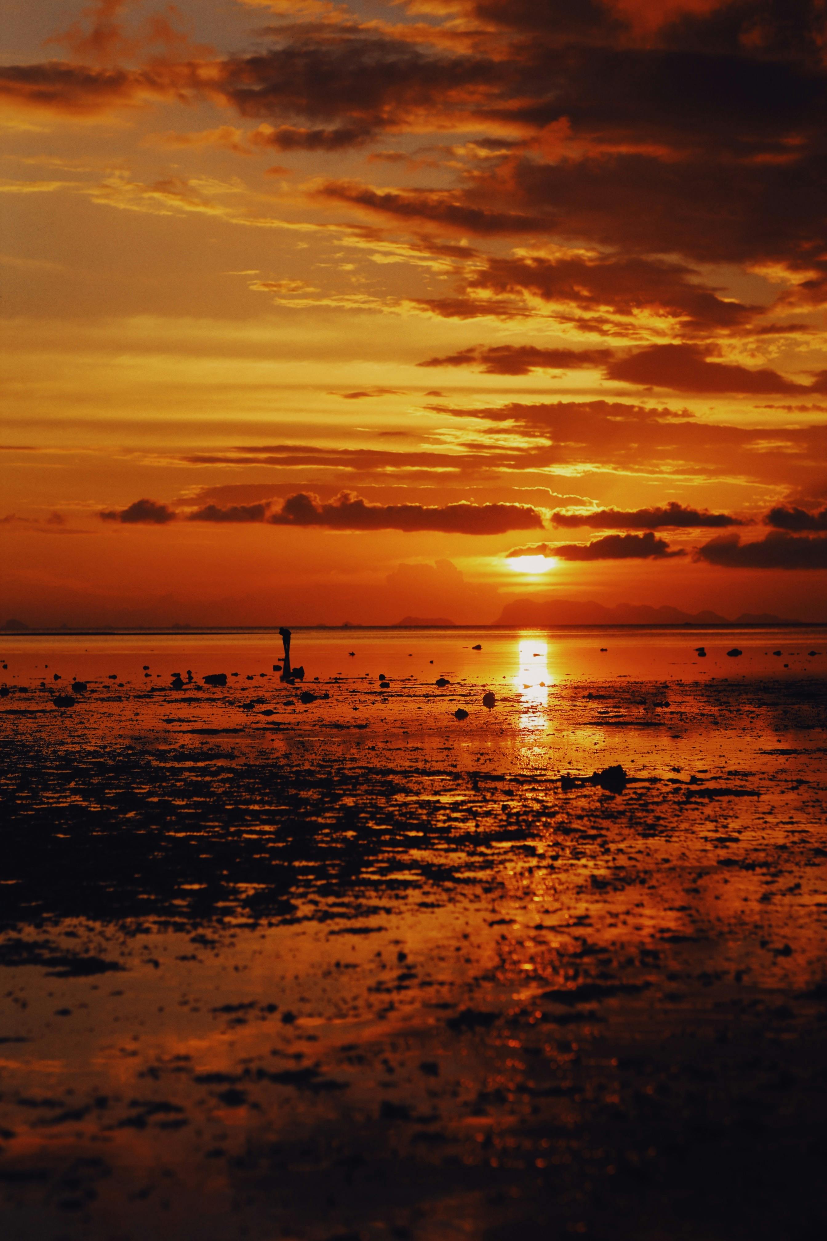 orange sunset on the beach