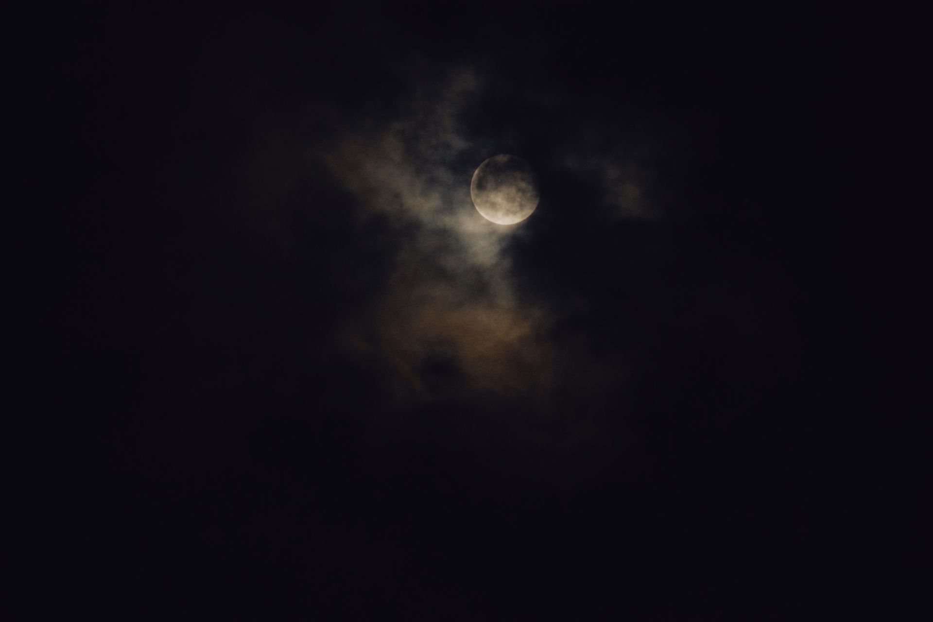 Clouds Covering the Full Moon in the Sky