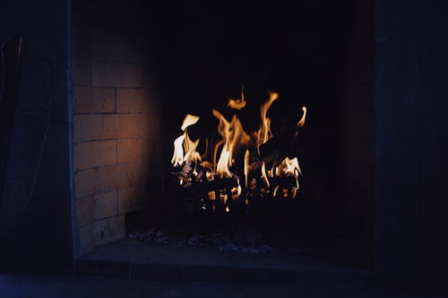 A Fireplace at Night