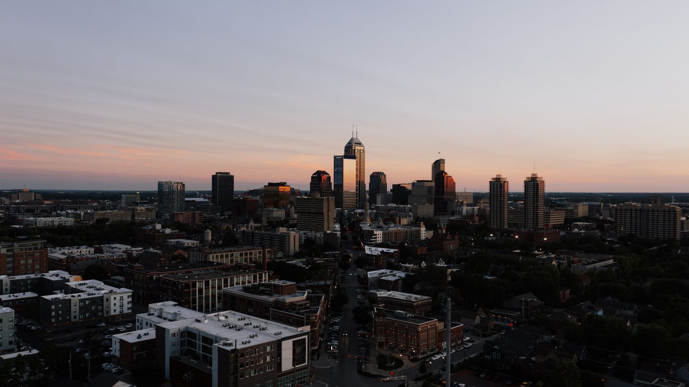 Indianapolis Indiana skyline at sunset