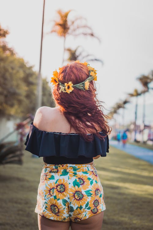 Back View of a Woman with a Flower Crown