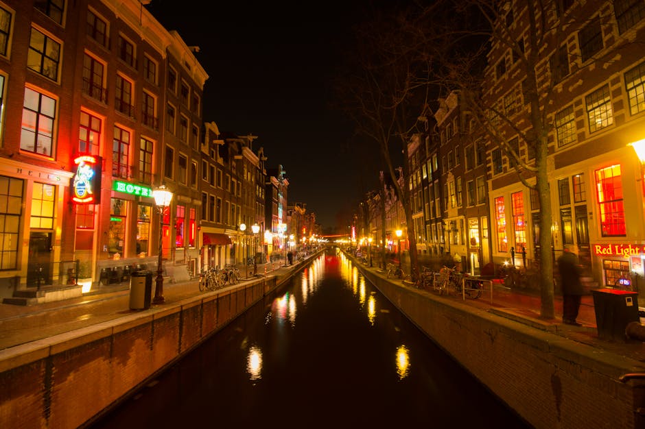 amsterdam, canal, lights