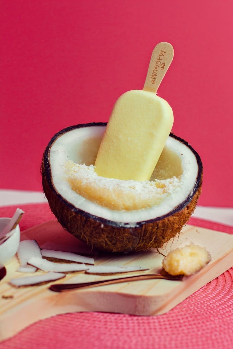 A Coconut With An Ice Cream