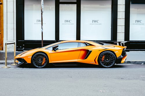 Black and Orange Lamborghini Aventador