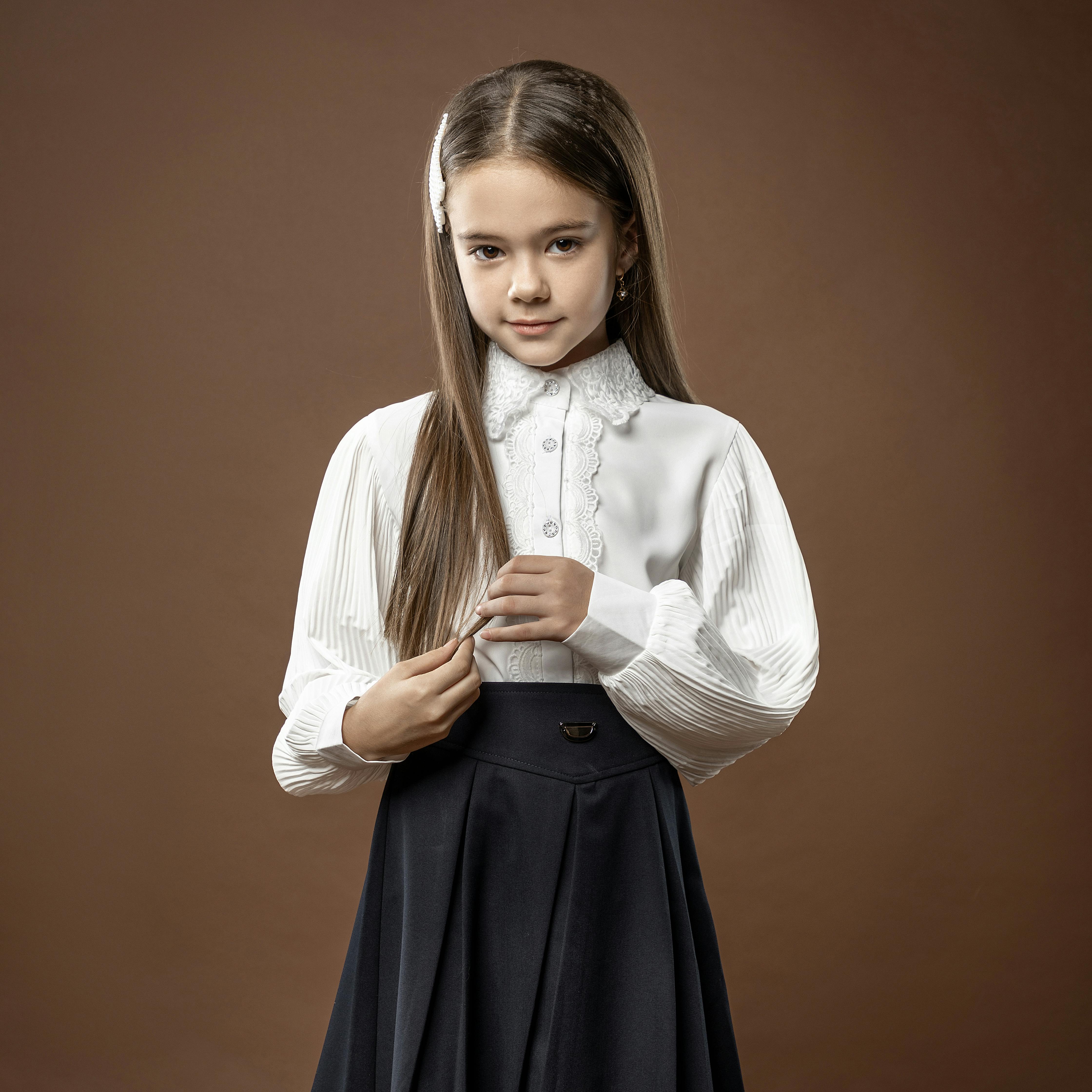 Pretty Young Woman with Tied Blond Hair and in Classic Large White ...