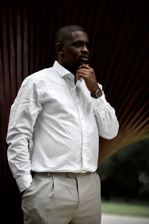A Man Wearing White Long Sleeves