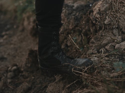 Close-up Shot of a Black Boots